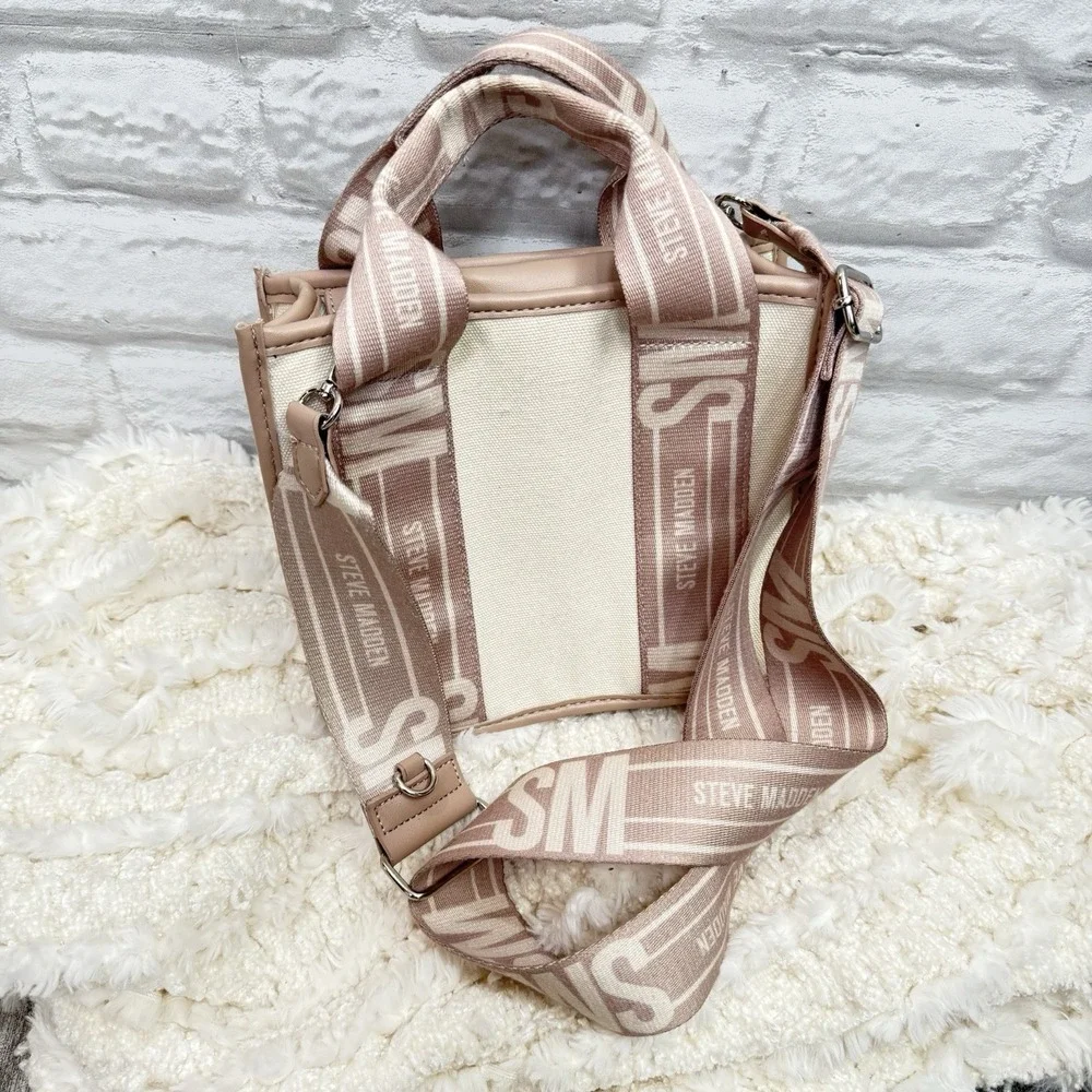 STEVE MADDEN Bwebber Purse Crossbody SMALL Tote Cream Pink Brown Mauve RARE